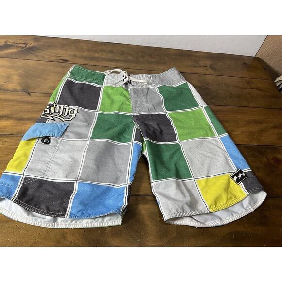 Billabong Board Shorts Mens Size 33 Green Multicolored Swim Trunks - Picture 1 of 11